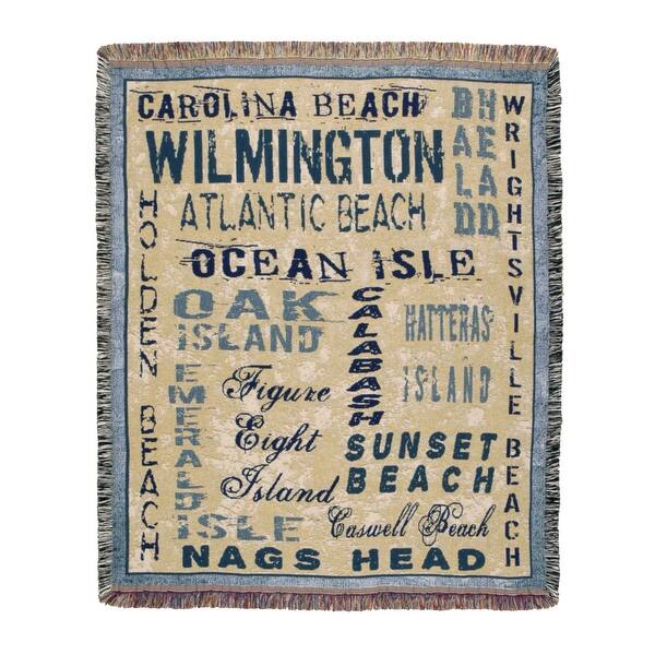 60" Tapestry Throw Blanket Fringe Border "North Carolina Shore" Design Bed Bath & Beyond